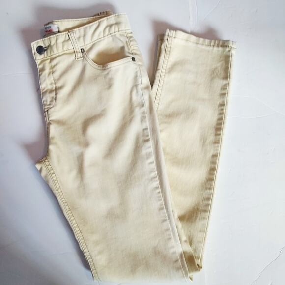 Free People Pale Yellow Denim Slim Straight Leg Jeans Size 27 - Picture 1 of 12